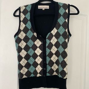 Costa Blanca Sweater Vest; Black, white, teal